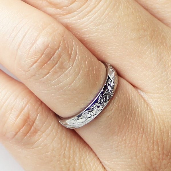 画像2: シークレット誕生石 ハワイアンジュエリーシルバーリング 誕生石 指輪名入れ 刻印無料 スクロール カレイキニ 錆びないリング