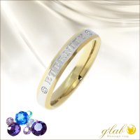 ダブル誕生石　シングルゴールドプレミアムエタニティー（ETERNITY）誕生石 ジュエリー リング 指輪 刻印 錆びないリング   プレゼントにもおすすめ