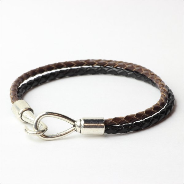 画像4: 本革 フック レザー ブレスレット 普段使いしやすい アクセサリー お祝い ブラック ブラウン ホワイトギフト用 / ジーラブ