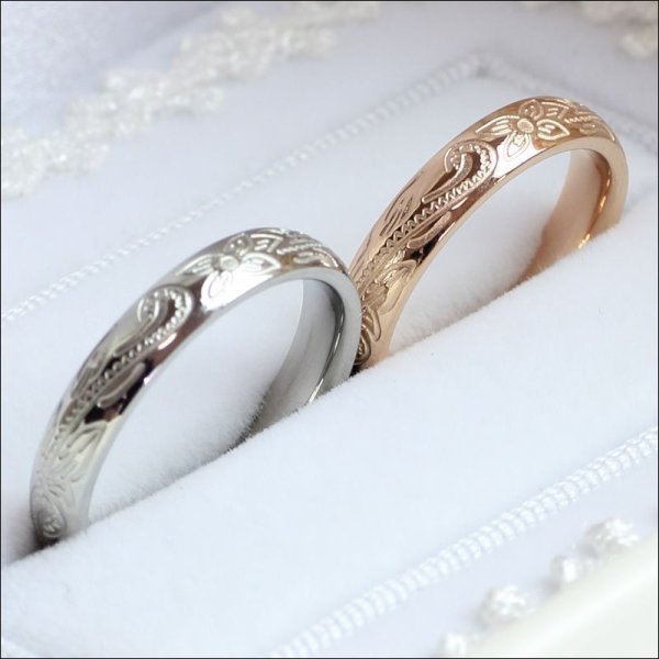 画像5: ステンレス 指輪 ハワイアンジュエリーピンクゴールドリング  金属アレルギー対応 アクセサリー 刻印無料 スクロール カレイキニ 錆びないリング サージカル 316L 普段使いしやすい アクセサリー お祝い / ジーラブ