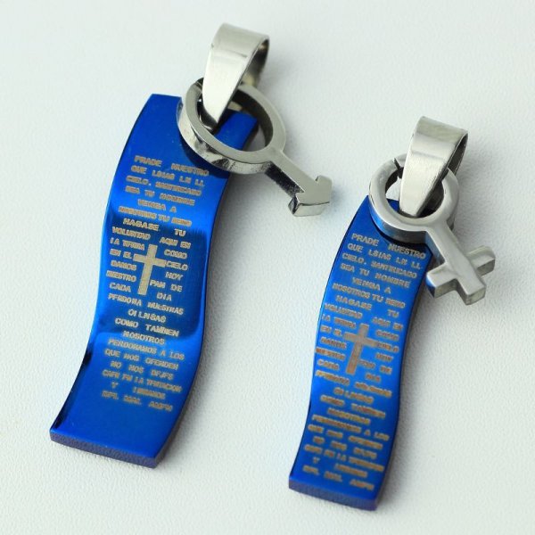 画像3: ウェーブ クロス プレート ♂♀ ペア ペンダントトップ ステンレス ギフト用 / ジーラブ