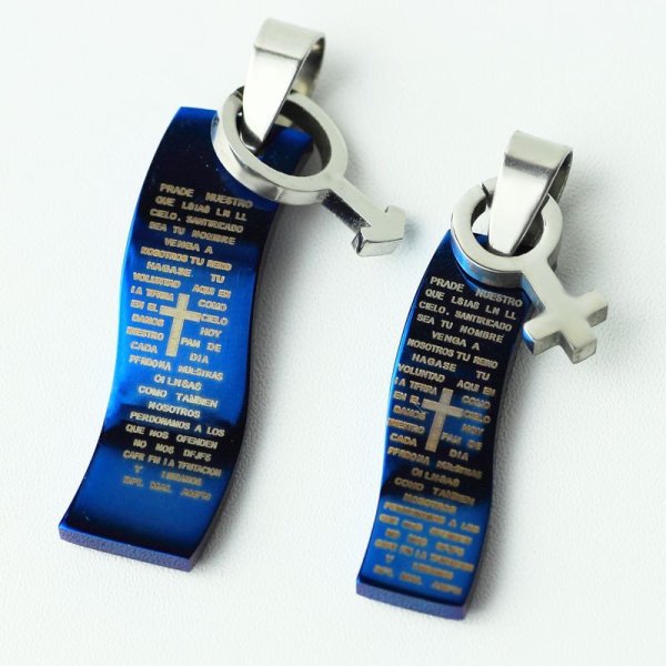 画像4: ウェーブ クロス プレート ♂♀ ペア ペンダントトップ ステンレス ギフト用 / ジーラブ