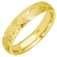 画像2: ハワイアンジュエリー ゴールドリング 指輪 刻印無料 名入れ スクロール カレイキニ 錆びないリング   プレゼントにもおすすめ (2)