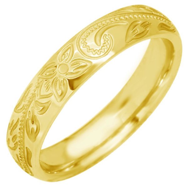 画像2: ハワイアンジュエリー ゴールドリング 指輪 刻印無料 名入れ スクロール カレイキニ 錆びないリング   プレゼントにもおすすめ