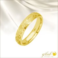 ハワイアンジュエリー ゴールドリング 指輪 刻印無料 名入れ スクロール カレイキニ 錆びないリング   プレゼントにもおすすめ