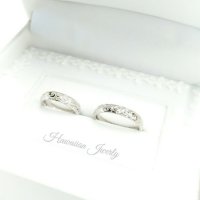 マリッジ ペアリング 外側 天然ダイヤモンド 結婚指輪ハワイアン ジュエリー ステンレス アレルギーフリー   プレゼントにもおすすめ