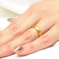 誕生石 ハワイアンジュエリー ゴールドリング誕生石 指輪 刻印無料 名入れ スクロール カレイキニ シングル価格