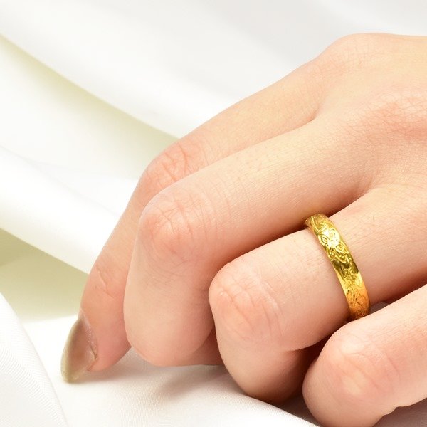 画像2: 誕生石 ハワイアンジュエリー ゴールドリング誕生石 指輪 刻印無料 名入れ スクロール カレイキニ シングル価格
