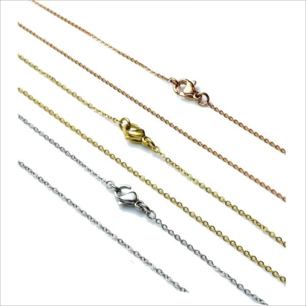 画像3: 人気1ミリ マリーナ(ピンクゴールド)ネックレス チェーン ステンレス 316L 誕生日プレゼント 記念日 高品質 お祝い ギフト用 / ジーラブ