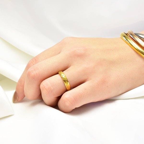 画像3: ステンレス 指輪 誕生石 ハワイアンジュエリー ゴールドリング birthstone  金属アレルギー対応 アクセサリー 刻印無料 スクロール カレイキニ 【錆びないリング 1本 】 / ギフト用にも人気 / ジーラブ