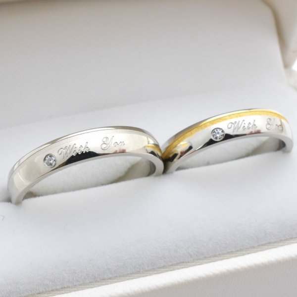 画像9: ステンレス 指輪 ブライダルペアリング高品質 天然ダイヤモンド 【プレシャス ウィズユー（with you / あなたと共に）】 レーザー刻印可 両面刻印OK 金属アレルギー対応 サージカル ブライダル 結婚 【ダイヤモンド品質保証付】 / ジーラブ