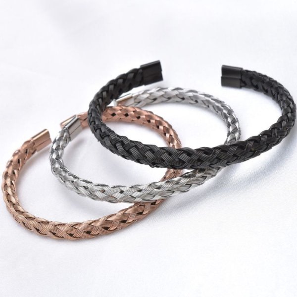 画像5: 夏のリゾートに / 編み上げバングル サージカルステンレスオープンバングル 誕生日プレゼント 記念日 高品質 お祝い つけっぱなしOK ギフト用 / ジーラブ