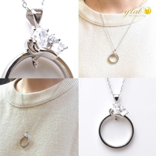 画像3: バタフライティアラ リングホルダー シルバー925 ホワイトゴールド コーティング キュービックジルコニア ペンダントトップ を取り外しできる パーツ クリッカー ギフト用 / ジーラブ