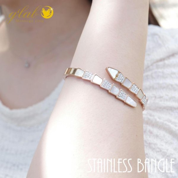 画像4: サージカルステンレスバングル シェルメテオール シルバー ピンクゴールド つけっぱなしOK 普段使いしやすい アクセサリー お祝い ギフト用 / ジーラブ