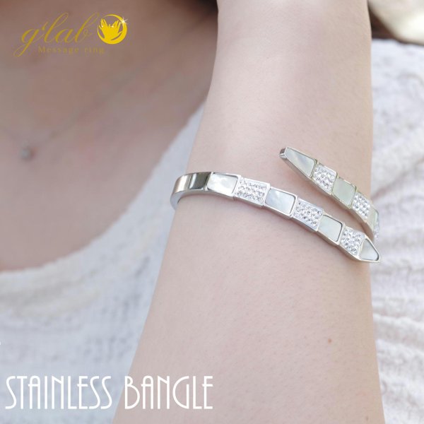 画像5: サージカルステンレスバングル シェルメテオール シルバー ピンクゴールド つけっぱなしOK 普段使いしやすい アクセサリー お祝い ギフト用 / ジーラブ