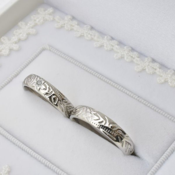 画像4: ステンレス 指輪 ブライダルペアリング高品質天然ダイヤモンド 【ハワイアンジュエリー5mm ペアリング 】 レーザー刻印可 両面刻印OK 金属アレルギー対応 サージカル ブライダル 結婚 【ダイヤモンド品質保証付】ギフト用にも人気 / ジーラブ