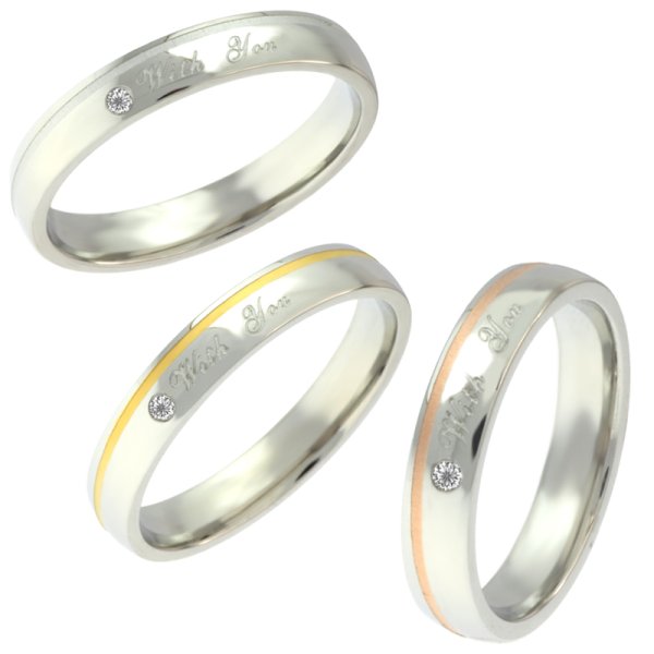 画像3: ステンレス 指輪 ブライダルペアリング高品質 天然ダイヤモンド 【プレシャス ウィズユー（with you / あなたと共に）】 レーザー刻印可 両面刻印OK 金属アレルギー対応 サージカル ブライダル 結婚 【ダイヤモンド品質保証付】 / ジーラブ