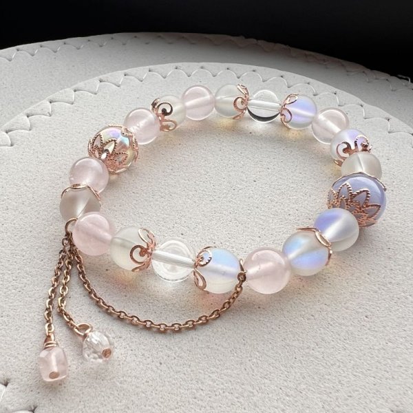 画像7: パワーストーン チェーンチャームが可愛い 天然石ブレスレット アクアオーラ ブルーレース ローズクォーツ 水晶 選べる エンド 誕生石 アクアマリン 水晶 エメラルド / オプションで刻印できるプレート付誕生石チャーム / レディース MAHALO【M_08】