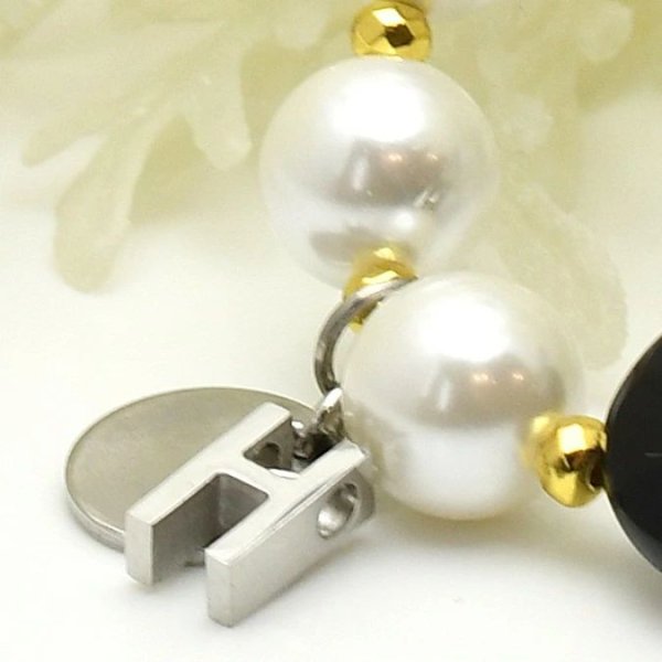 画像10: パワーストーン 宝石質 天然石ブレスレット オーバルオニキス/フェイクパール/ヘマタイト 選べる 誕生石 ガーネット アメジスト アクアマリン 水晶 エメラルド ラピスラズリ ローズクォーツ シトリン 刻印できるプレート ギフト用 MAHALO【M_03】 / ジーラブ