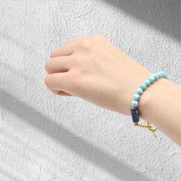 画像11: パワーストーン 天然石 1点物 ラピスラズ &ラリマー & カット水晶 プレート付パーツ選べる 誕生石 birthstone 守護石カラー 宝石質 刻印できるプレート /ギフト用 MAHALO【M_05】 / ジーラブ