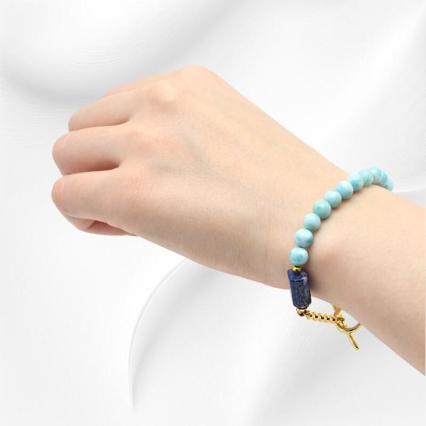 画像9: パワーストーン 天然石 1点物 ラピスラズ &ラリマー & カット水晶 プレート付パーツ選べる 誕生石 birthstone 守護石カラー 宝石質 刻印できるプレート /ギフト用 MAHALO【M_05】 / ジーラブ