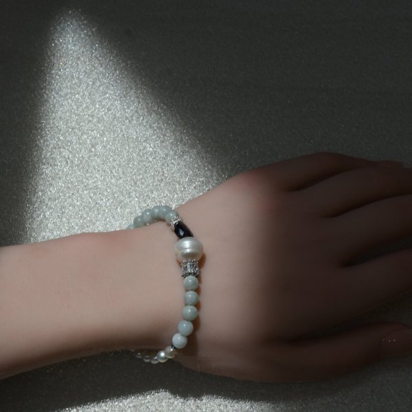 画像11: 天然石 幸せを感じる ブレスレット 翡翠 パール アイオライト ヘマタイト 「繁栄」「純粋」「健康」「長寿」「富」「無垢」「円満」オリジナル 1点物 高品質/ 脱着式誕生石プレートチャーム 刻印可能 / 【M_16】 MAHALO ジーラブ