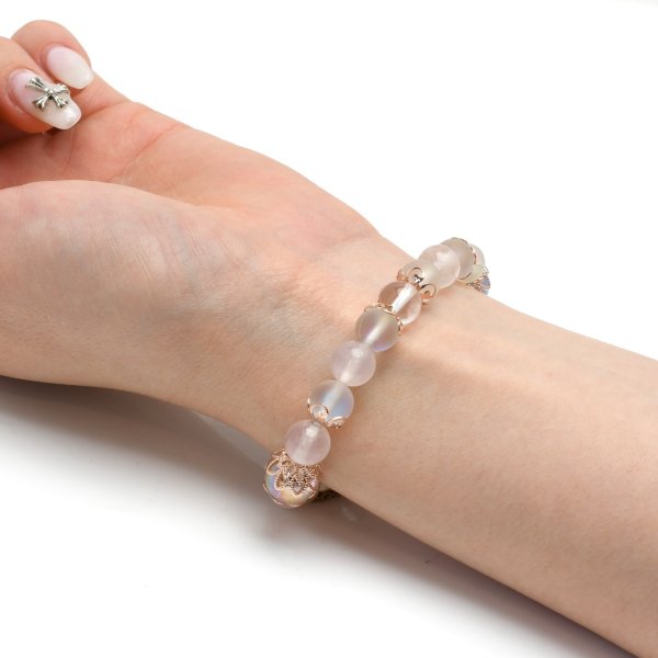 画像8: パワーストーン チェーンチャームが可愛い 天然石ブレスレット アクアオーラ ブルーレース ローズクォーツ 水晶 選べる エンド 誕生石 アクアマリン 水晶 エメラルド / オプションで刻印できるプレート付誕生石チャーム / レディース MAHALO【M_08】