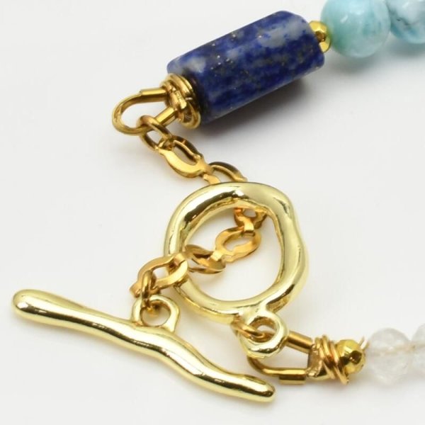 画像4: パワーストーン 天然石 1点物 ラピスラズ &ラリマー & カット水晶 プレート付パーツ選べる 誕生石 birthstone 守護石カラー 宝石質 刻印できるプレート /ギフト用 MAHALO【M_05】 / ジーラブ