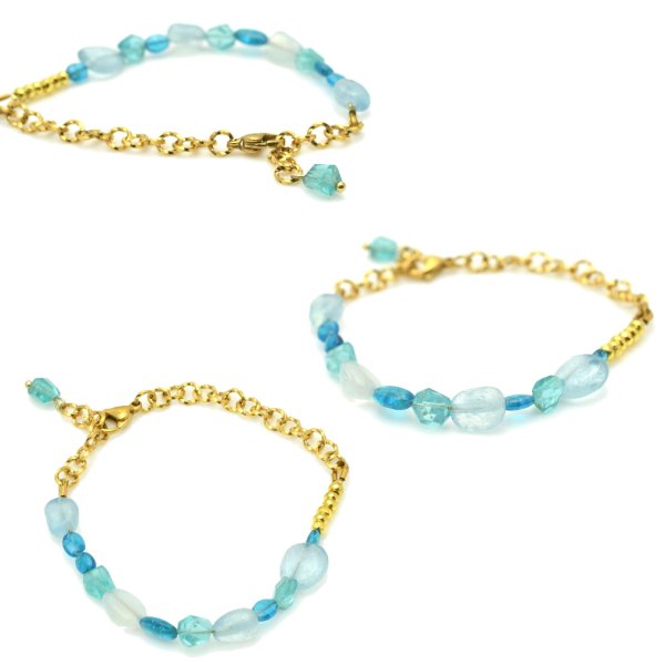 画像5: 天然石ブレスレット オリジナル 1点物　アクアマリン アパタイト ネオンブルーアパタイト ヘマタイト 優しい誘惑 信頼 調和 知恵 洞察力 沈着 聡明 勇敢 幸福 富 高品質/ 脱着式誕生石プレートチャーム 刻印可能 /ギフト 【M_12】 MAHALO ジーラブ