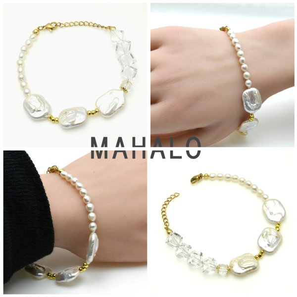 画像3: 天然石ブレスレット オリジナル 1点物 高品質/ 脱着式誕生石プレートチャーム 刻印可能 /ギフト 【M_14】 MAHALO ジーラブ