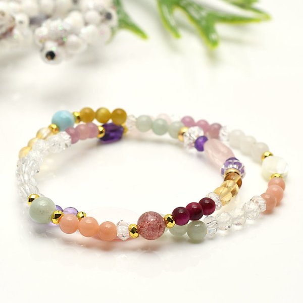 画像1: オーラブレスレット★天然石ブレスレット オリジナル 1点物 高品質/ 脱着式誕生石プレートチャーム 刻印可能 /ギフト 【M_24】願い MAHALO ジーラブ