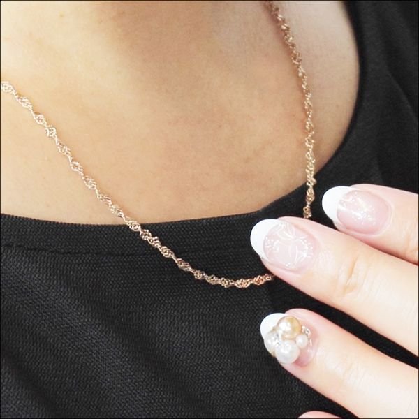 画像3: 捻りが綺麗な2.5ミリ ステンレス スクリューチェーンピンクゴールドコーティングカラー アレルギー対応ネックレス / 【NE0036】ギフト用 / ジーラブ