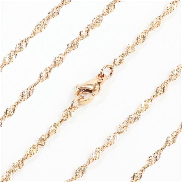 画像4: 捻りが綺麗な2.5ミリ ステンレス スクリューチェーンピンクゴールドコーティングカラー アレルギー対応ネックレス / 【NE0036】ギフト用 / ジーラブ