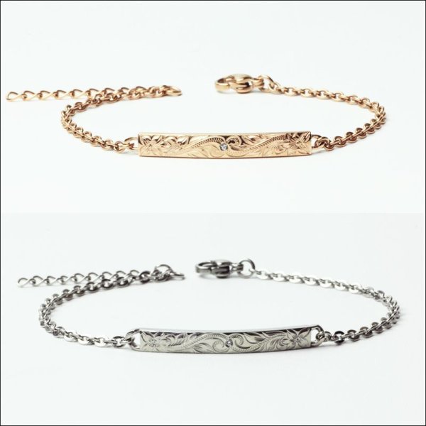 画像5: ハワイアンプレート ブレスレット 誕生日プレゼント 記念日 高品質 お祝い ステンレス シルバー スティール スクロールバーギフト用 / ジーラブ