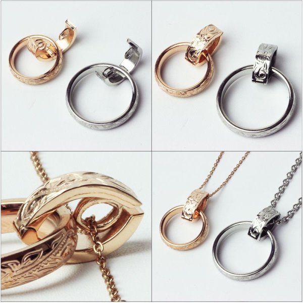 画像4: ハワイアン リングホルダー ペンダント スティール シルバー 指輪をネックレスに通す クリッカー ステンレス 便利 パーツ アクセサリーギフトにも人気 / ジーラブ