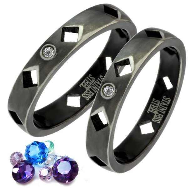 画像4: ステンレス 指輪 誕生石 ブラックアーガイル / サージカル  金属アレルギー対応 アクセサリー 錆びないリング ギフト用にも人気 / ジーラブ