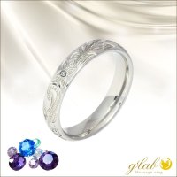 誕生石 ハワイアンジュエリーシルバーリング 誕生石 指輪名入れ 刻印無料 スクロール カレイキニ　  プレゼントにもおすすめ