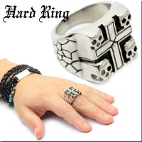 ドクロスカルクロス十字架指輪ハード/316Ｌ/ステンレス 指輪 錆びないリング   プレゼントにもおすすめ