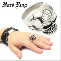 ドクロスカル髑髏キュービックジルコニア指輪/メンズハード/316Ｌ/ステンレス 指輪 錆びないリング