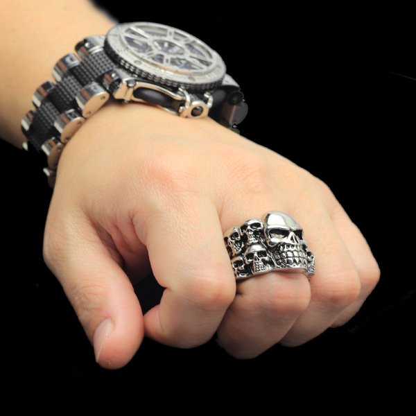 画像3: ステンレス 指輪 イレブン ドクロ スカル 髑髏  金属アレルギー対応 アクセサリー / ハード リング /  錆びないリング ギフト用にも人気 / ジーラブ