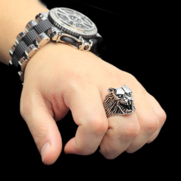 画像2: ウルフ 狼 指輪 メンズ ハード サージカルステンレス リング / 316Ｌ / サージカルステンレス 指輪 錆びないリング   プレゼントにもおすすめ