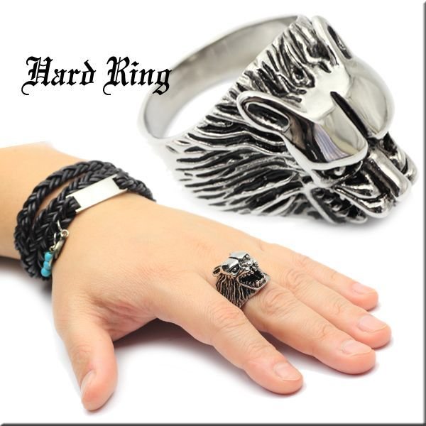 画像1: ウルフ 狼 指輪 メンズ ハード サージカルステンレス リング / 316Ｌ / サージカルステンレス 指輪 錆びないリング   プレゼントにもおすすめ