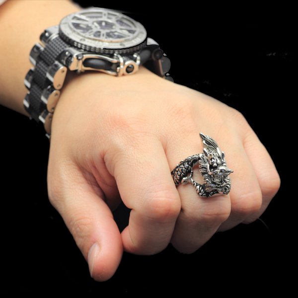 画像4: ステンレス 指輪 ドラゴン龍の 金属アレルギー対応 アクセサリー ハード サージカルリング / 316L / サージカル  錆びないリング ギフト用にも人気 / ジーラブ