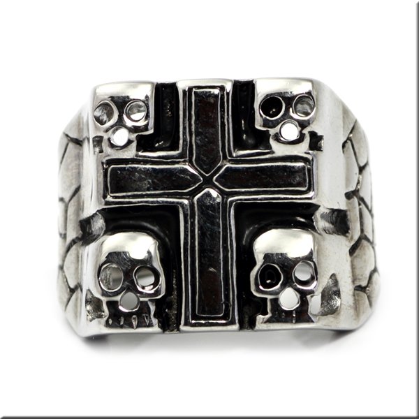 画像3: ドクロスカルクロス十字架指輪ハード/316Ｌ/ステンレス 指輪 錆びないリング   プレゼントにもおすすめ