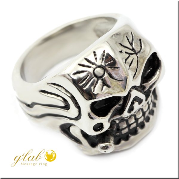 画像7: ステンレス 指輪 サンマーク シガレット スカル / ドクロ 髑髏   25号メンズ ハードリング / 316L /  錆びないリング 誕生日プレゼント 記念日 高品質 お祝い ギフト用にも人気 / ジーラブ