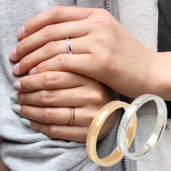 画像7: ステンレス 指輪 アブニール・シルバー&ピンクゴールド(Avenir 未来) ペアリング 2本 価格 刻印 名入れ サージカル 316L 金属アレルギー つけっぱなしOK 記念日のプレゼントにも人気  / ジーラブ