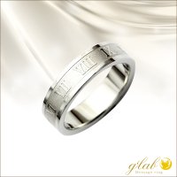 メタリック ローマ 数字 サージカルステンレスリング 指輪 刻印 名入れ 錆びないリング