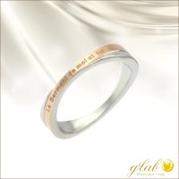 ユニオンリング　ピンクゴールドラインPink GoldS316Lステンレス 指輪 刻印 名入れ 錆びないリング