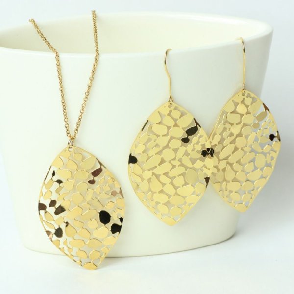 画像10: リーフ ステンレス イエローゴールド ネックレスVie N1260Yギフト用 / ジーラブ