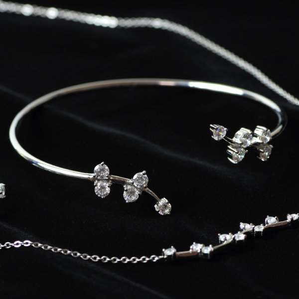 画像3: Twig with flower ステンレス バングル キュービックジルコニア VieB1262 普段使いしやすい アクセサリー お祝い ギフト用 / ジーラブ